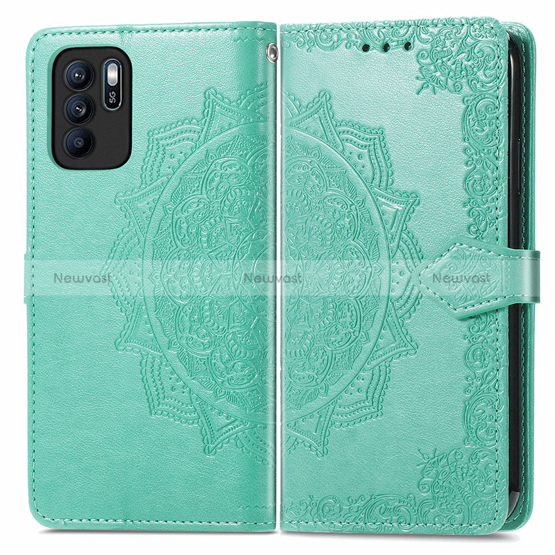 Leather Case Stands Fashionable Pattern Flip Cover Holder for Oppo Reno6 Z 5G
