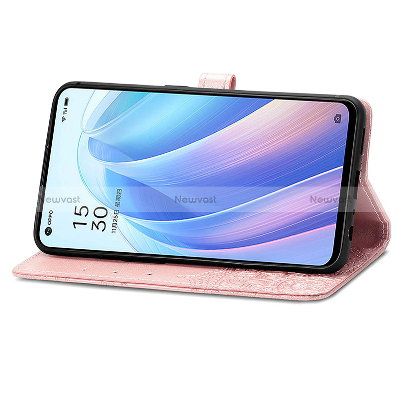 Leather Case Stands Fashionable Pattern Flip Cover Holder for Oppo Reno7 4G