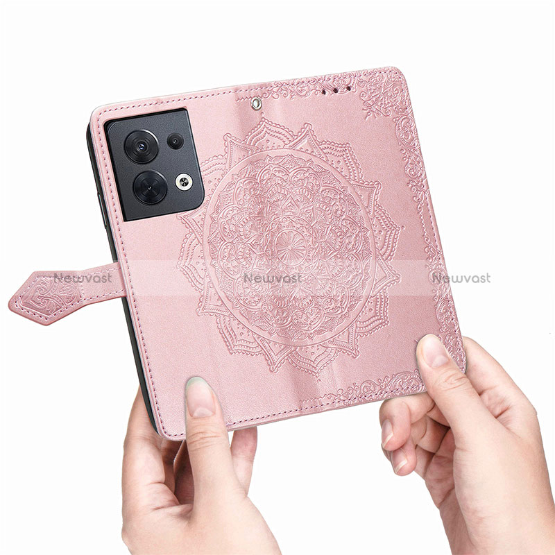 Leather Case Stands Fashionable Pattern Flip Cover Holder for Oppo Reno8 5G