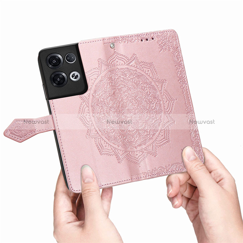 Leather Case Stands Fashionable Pattern Flip Cover Holder for Oppo Reno8 Pro 5G