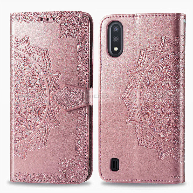 Leather Case Stands Fashionable Pattern Flip Cover Holder for Samsung Galaxy A01 SM-A015