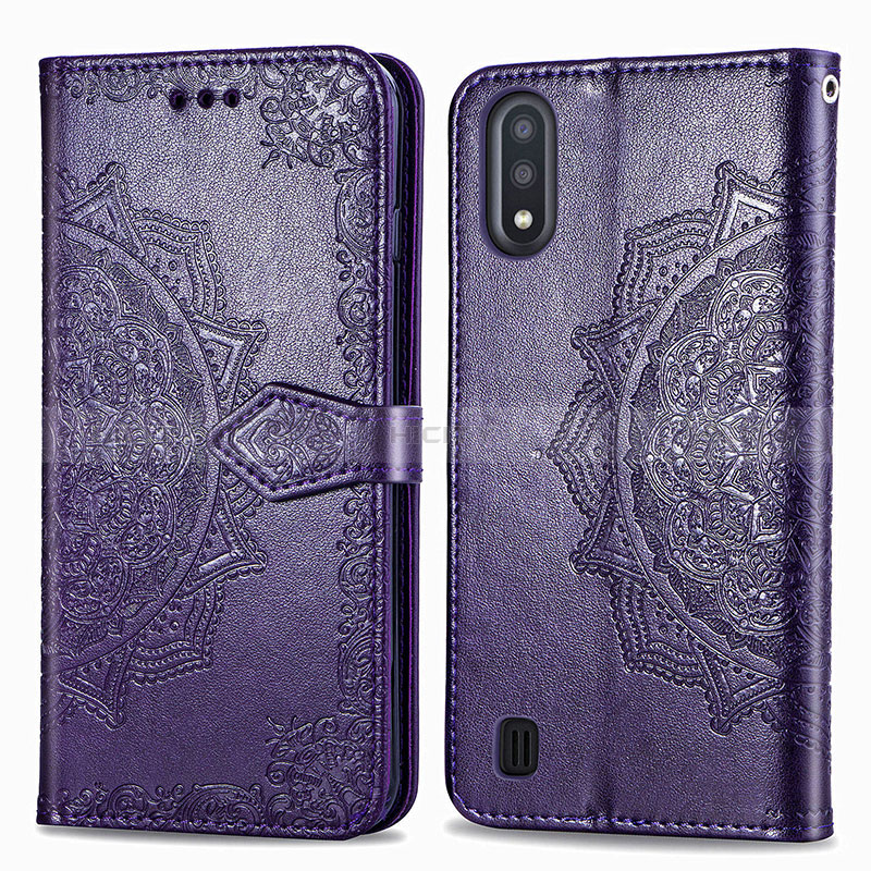 Leather Case Stands Fashionable Pattern Flip Cover Holder for Samsung Galaxy A01 SM-A015
