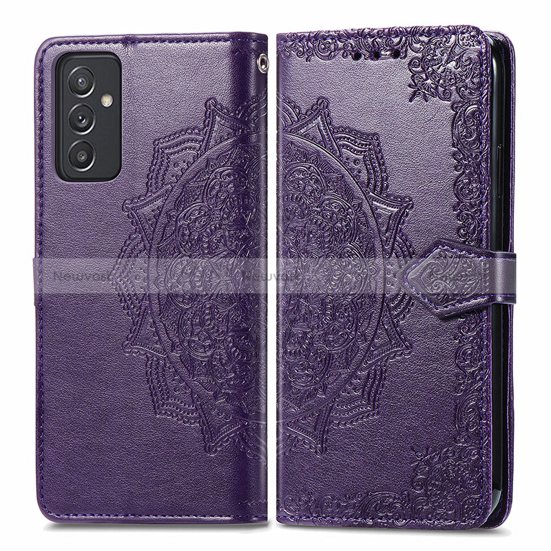 Leather Case Stands Fashionable Pattern Flip Cover Holder for Samsung Galaxy A15 4G Purple