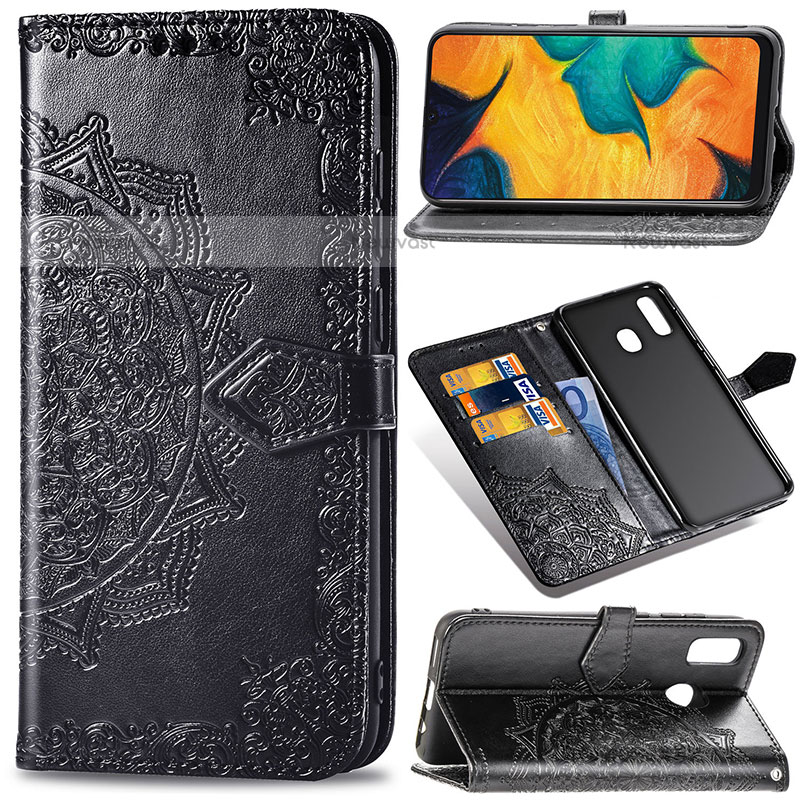 Leather Case Stands Fashionable Pattern Flip Cover Holder for Samsung Galaxy A20