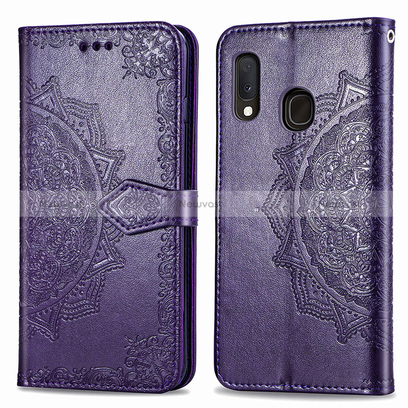 Leather Case Stands Fashionable Pattern Flip Cover Holder for Samsung Galaxy A20e