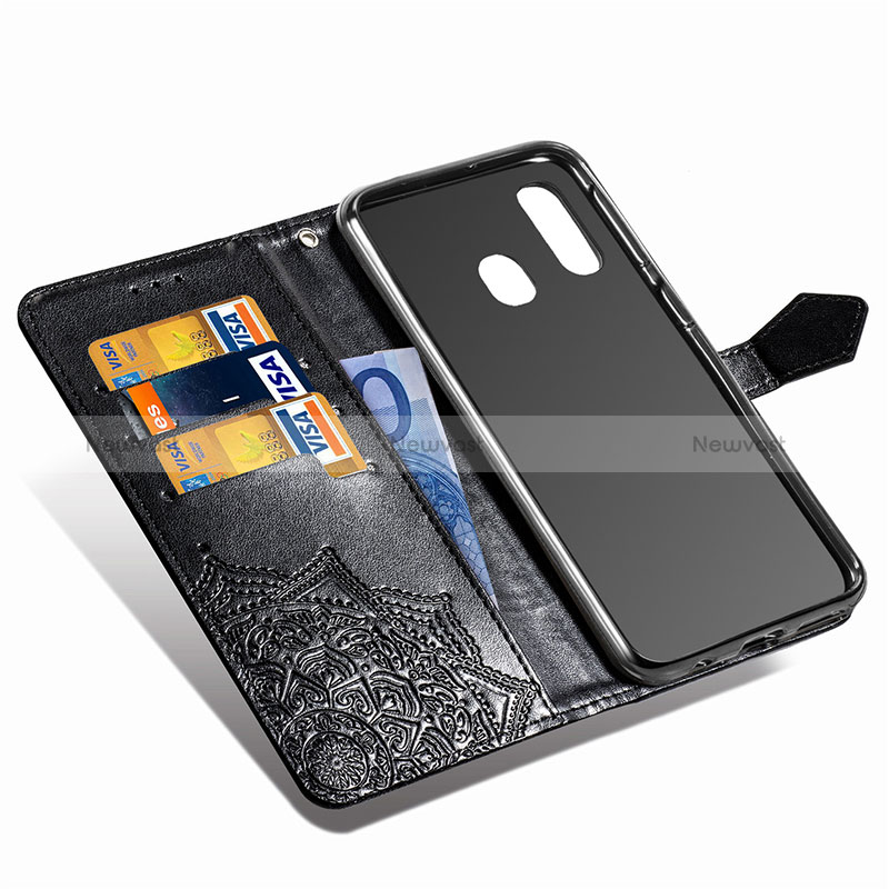 Leather Case Stands Fashionable Pattern Flip Cover Holder for Samsung Galaxy A40