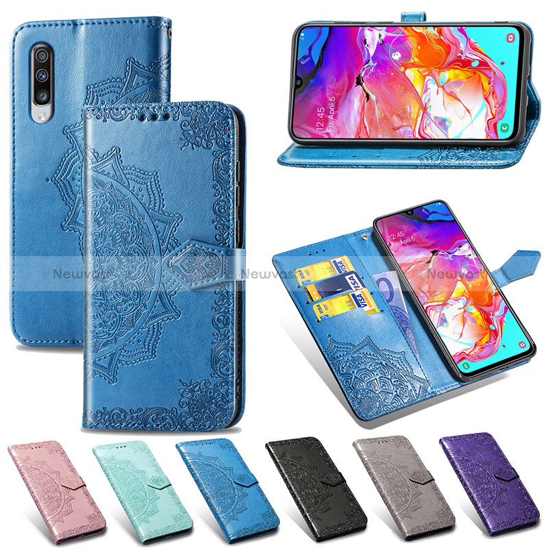 Leather Case Stands Fashionable Pattern Flip Cover Holder for Samsung Galaxy A70
