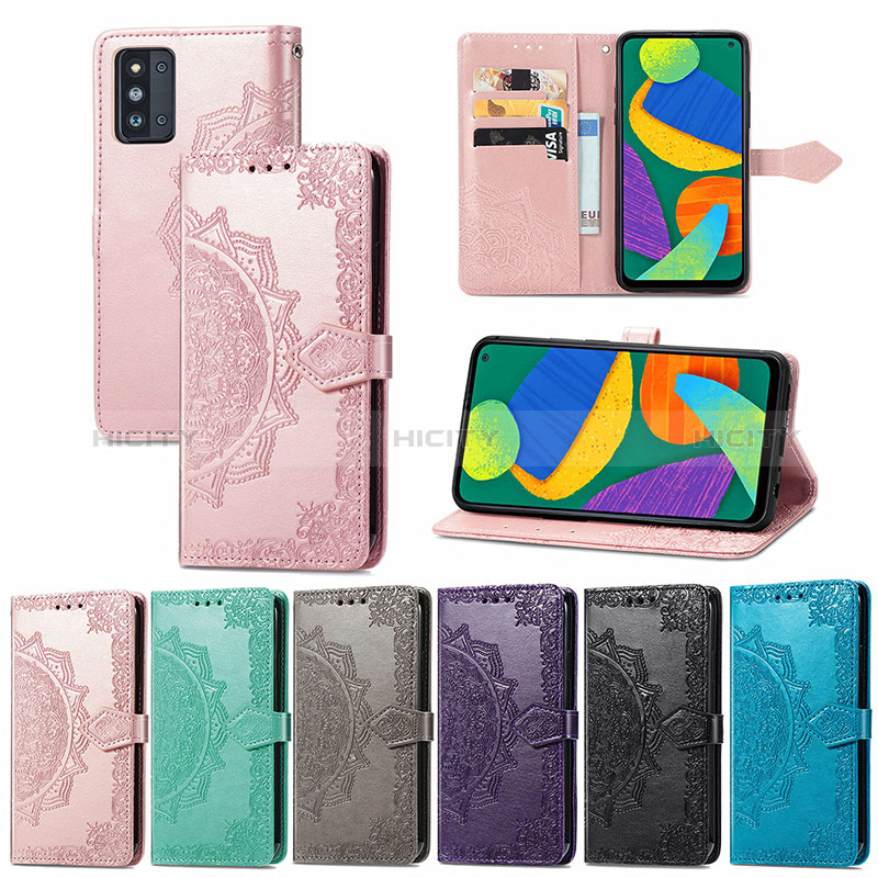 Leather Case Stands Fashionable Pattern Flip Cover Holder for Samsung Galaxy F52 5G