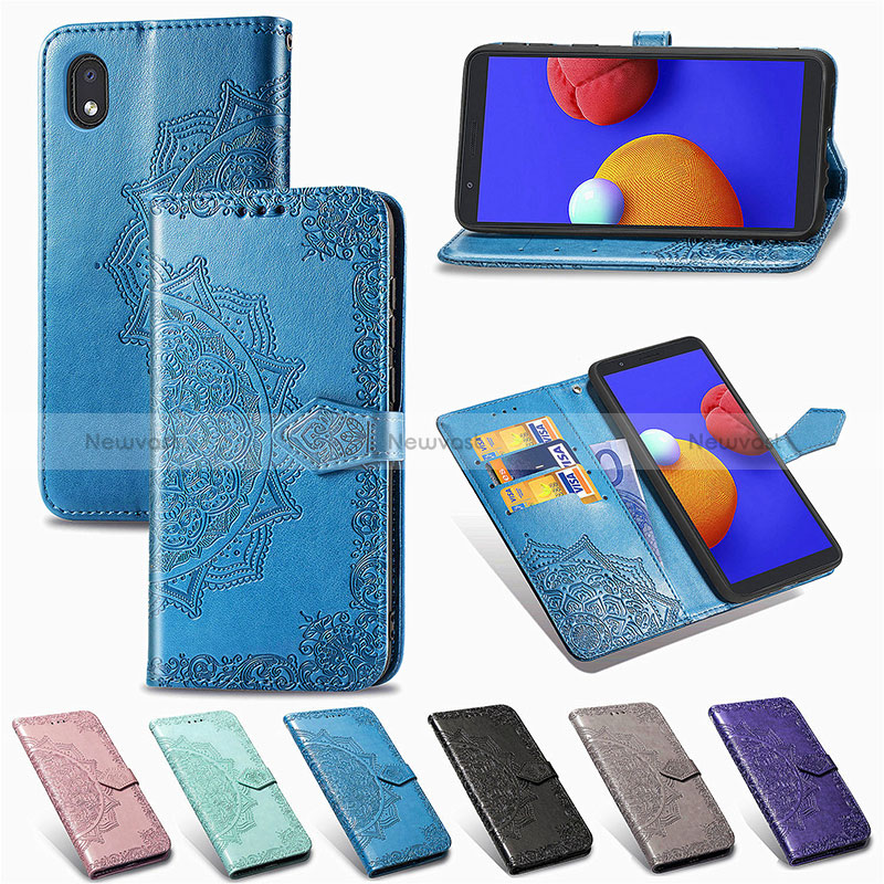 Leather Case Stands Fashionable Pattern Flip Cover Holder for Samsung Galaxy M01 Core