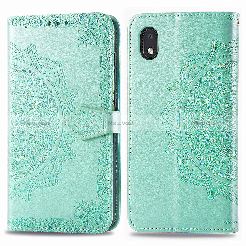 Leather Case Stands Fashionable Pattern Flip Cover Holder for Samsung Galaxy M01 Core Green