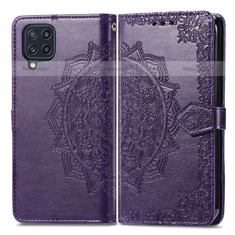 Leather Case Stands Fashionable Pattern Flip Cover Holder for Samsung Galaxy M32 4G