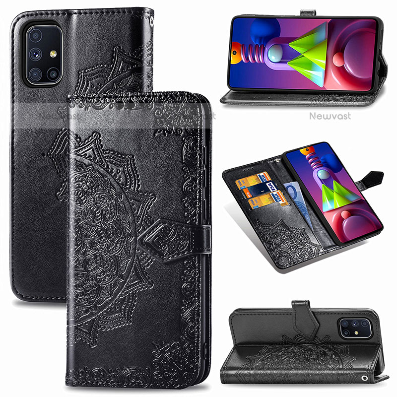 Leather Case Stands Fashionable Pattern Flip Cover Holder for Samsung Galaxy M51
