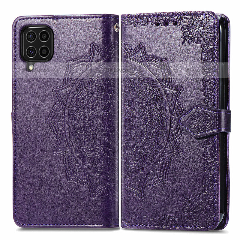 Leather Case Stands Fashionable Pattern Flip Cover Holder for Samsung Galaxy M62 4G Purple