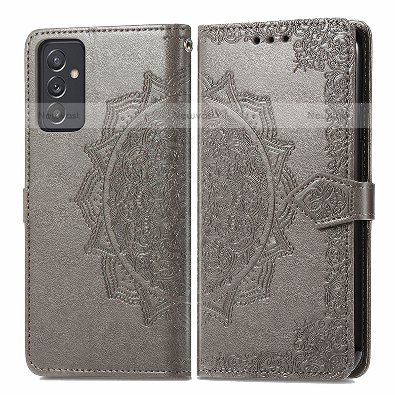 Leather Case Stands Fashionable Pattern Flip Cover Holder for Samsung Galaxy Quantum2 5G Gray
