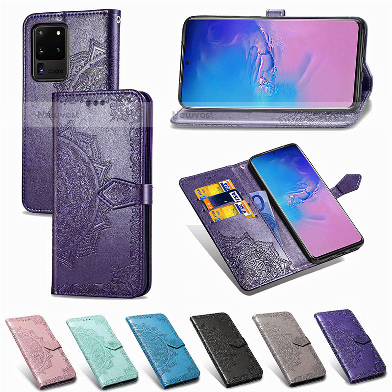 Leather Case Stands Fashionable Pattern Flip Cover Holder for Samsung Galaxy S20 Ultra