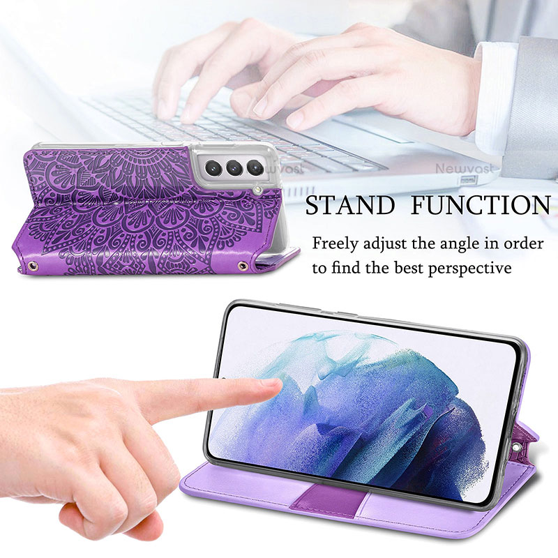 Leather Case Stands Fashionable Pattern Flip Cover Holder for Samsung Galaxy S21 Plus 5G