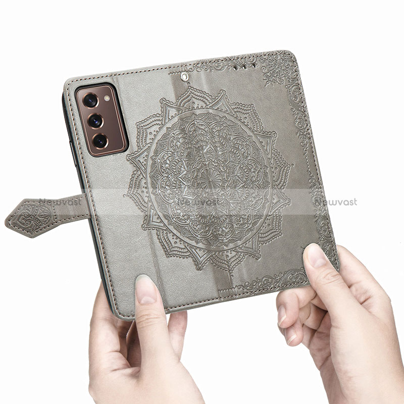 Leather Case Stands Fashionable Pattern Flip Cover Holder for Samsung Galaxy Z Fold2 5G