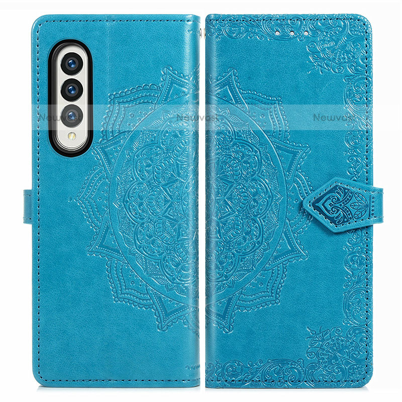 Leather Case Stands Fashionable Pattern Flip Cover Holder for Samsung Galaxy Z Fold3 5G