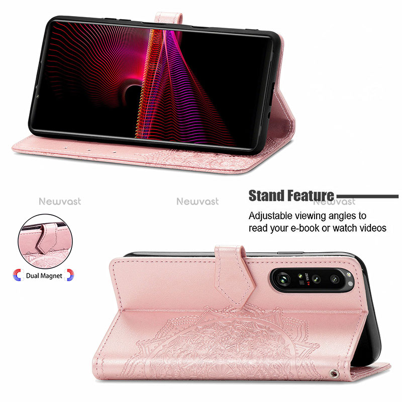 Leather Case Stands Fashionable Pattern Flip Cover Holder for Sony Xperia 1 III