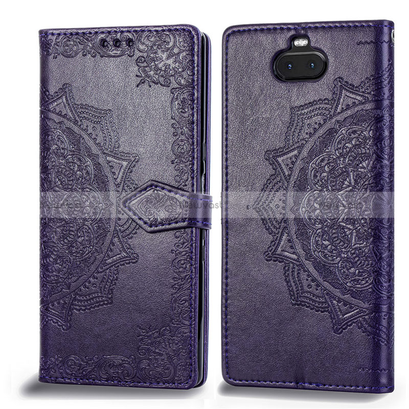 Leather Case Stands Fashionable Pattern Flip Cover Holder for Sony Xperia 10 Purple