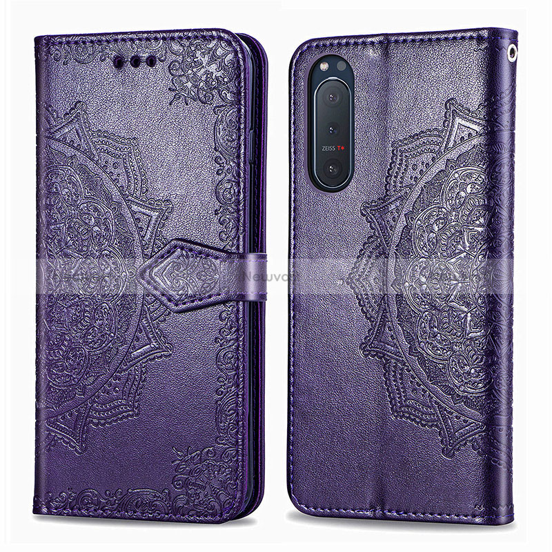 Leather Case Stands Fashionable Pattern Flip Cover Holder for Sony Xperia 5 II