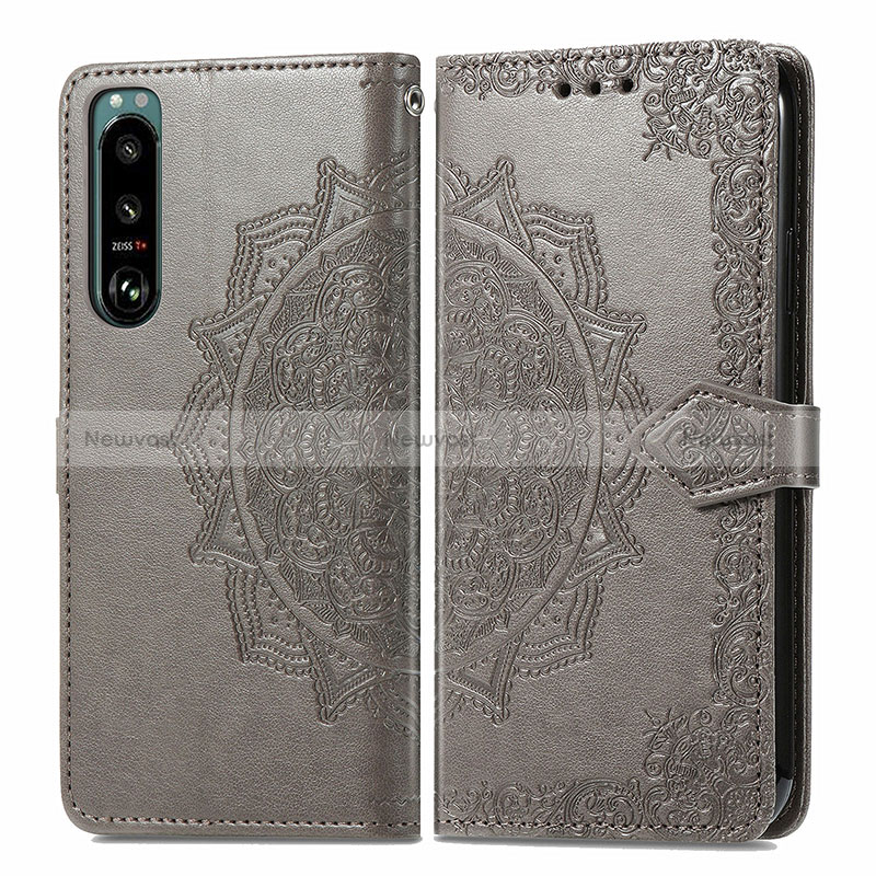 Leather Case Stands Fashionable Pattern Flip Cover Holder for Sony Xperia 5 III