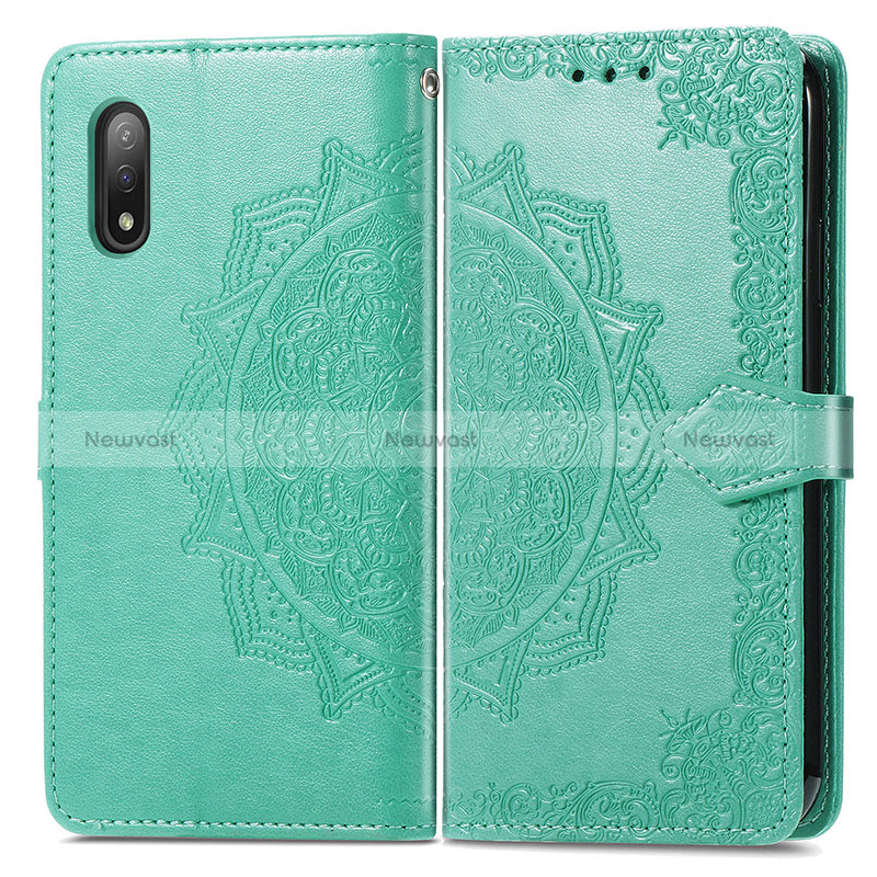 Leather Case Stands Fashionable Pattern Flip Cover Holder for Sony Xperia Ace II Green