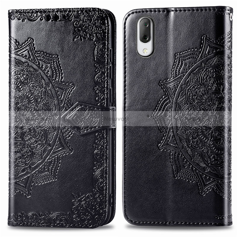 Leather Case Stands Fashionable Pattern Flip Cover Holder for Sony Xperia L3 Black