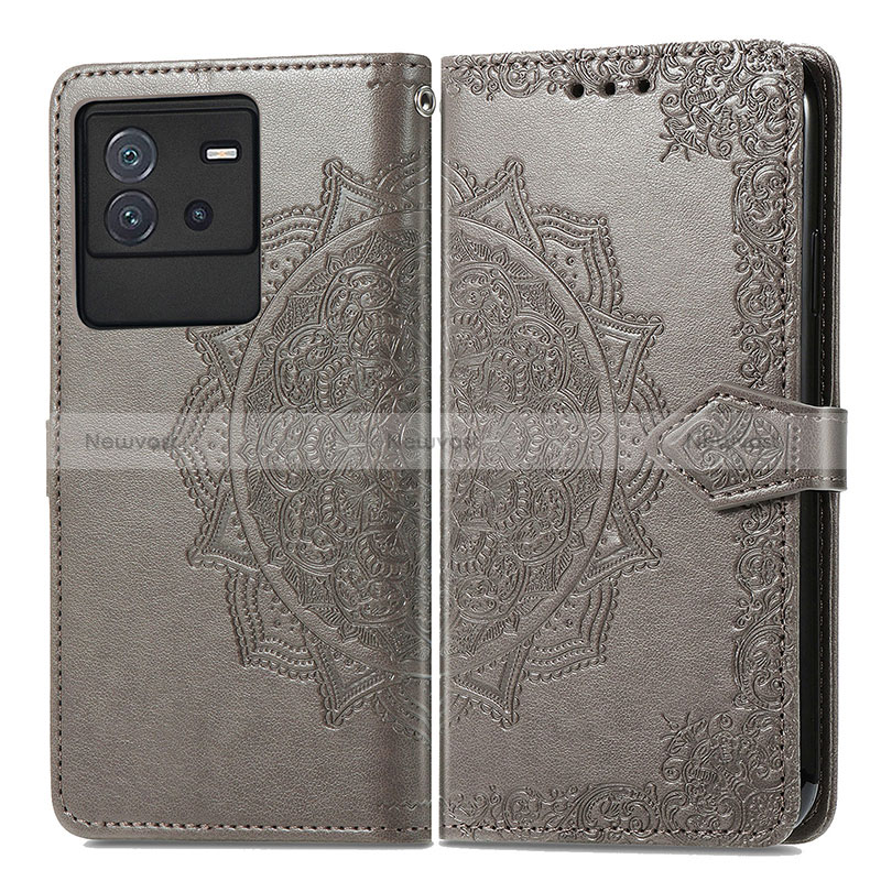 Leather Case Stands Fashionable Pattern Flip Cover Holder for Vivo iQOO Neo6 5G