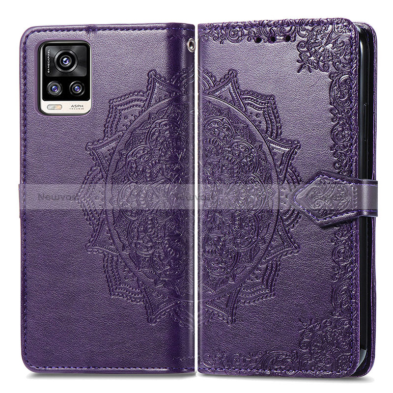 Leather Case Stands Fashionable Pattern Flip Cover Holder for Vivo V20