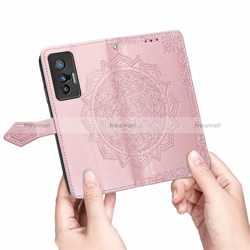 Leather Case Stands Fashionable Pattern Flip Cover Holder for Vivo X70 5G