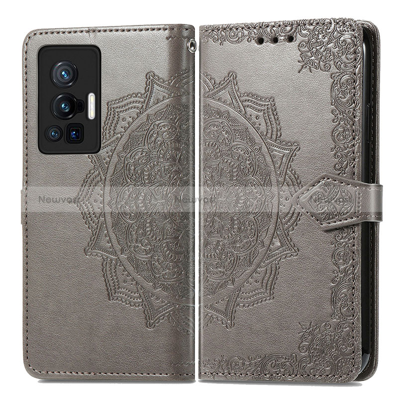 Leather Case Stands Fashionable Pattern Flip Cover Holder for Vivo X70 Pro 5G