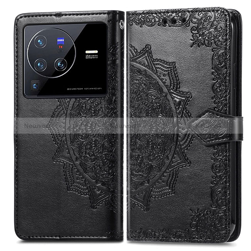 Leather Case Stands Fashionable Pattern Flip Cover Holder for Vivo X80 Pro 5G