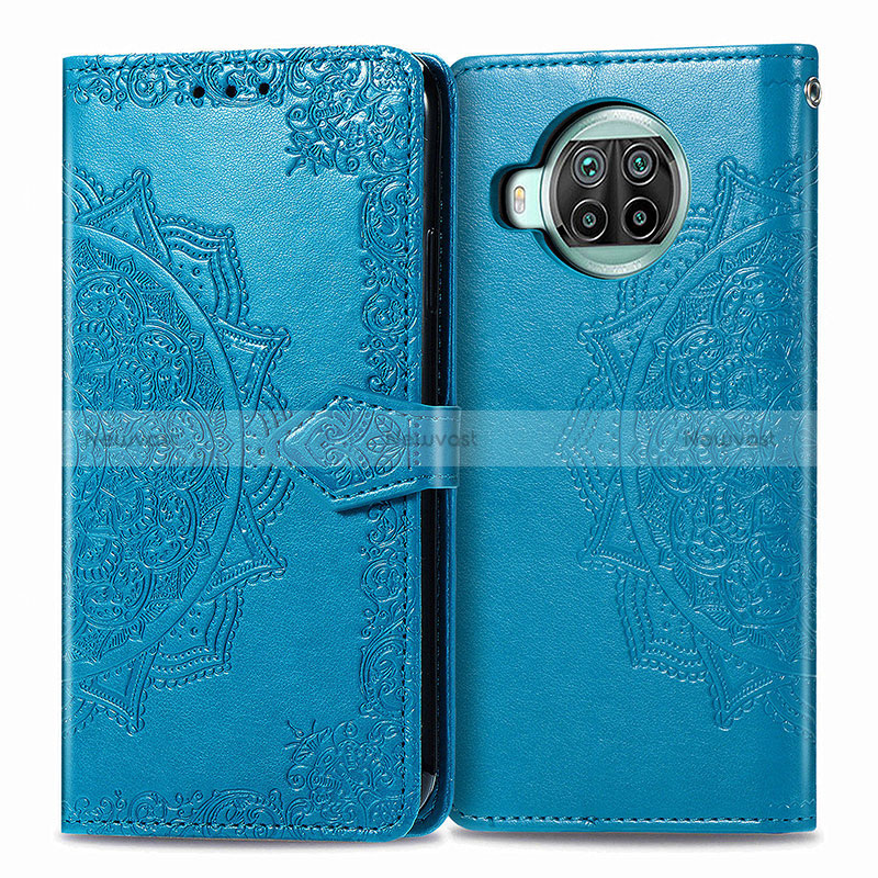 Leather Case Stands Fashionable Pattern Flip Cover Holder for Xiaomi Mi 10T Lite 5G Blue