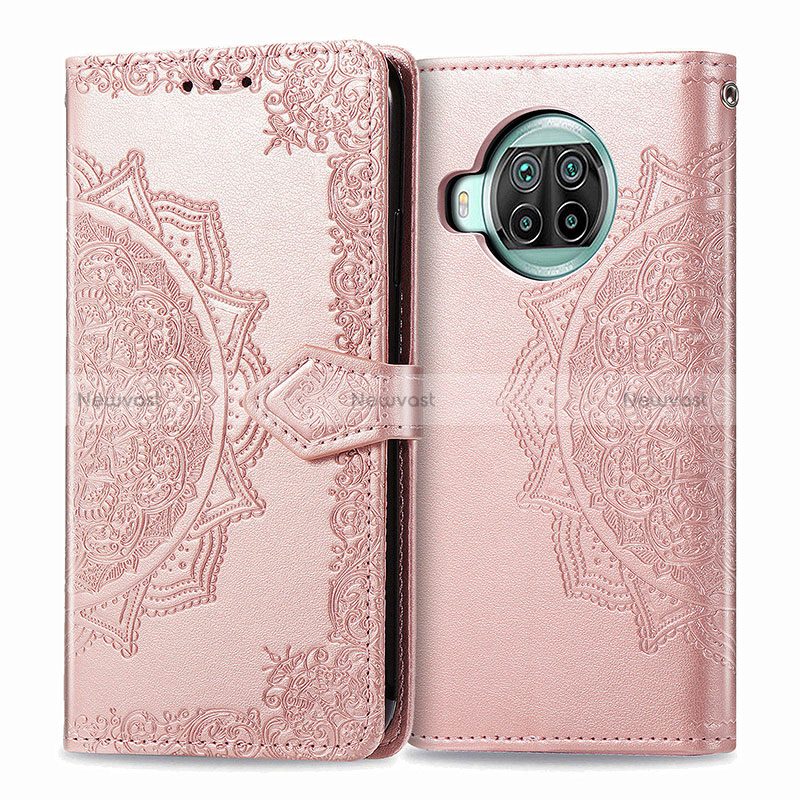 Leather Case Stands Fashionable Pattern Flip Cover Holder for Xiaomi Mi 10T Lite 5G Rose Gold