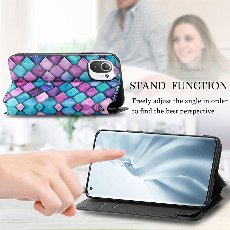 Leather Case Stands Fashionable Pattern Flip Cover Holder for Xiaomi Mi 11 5G