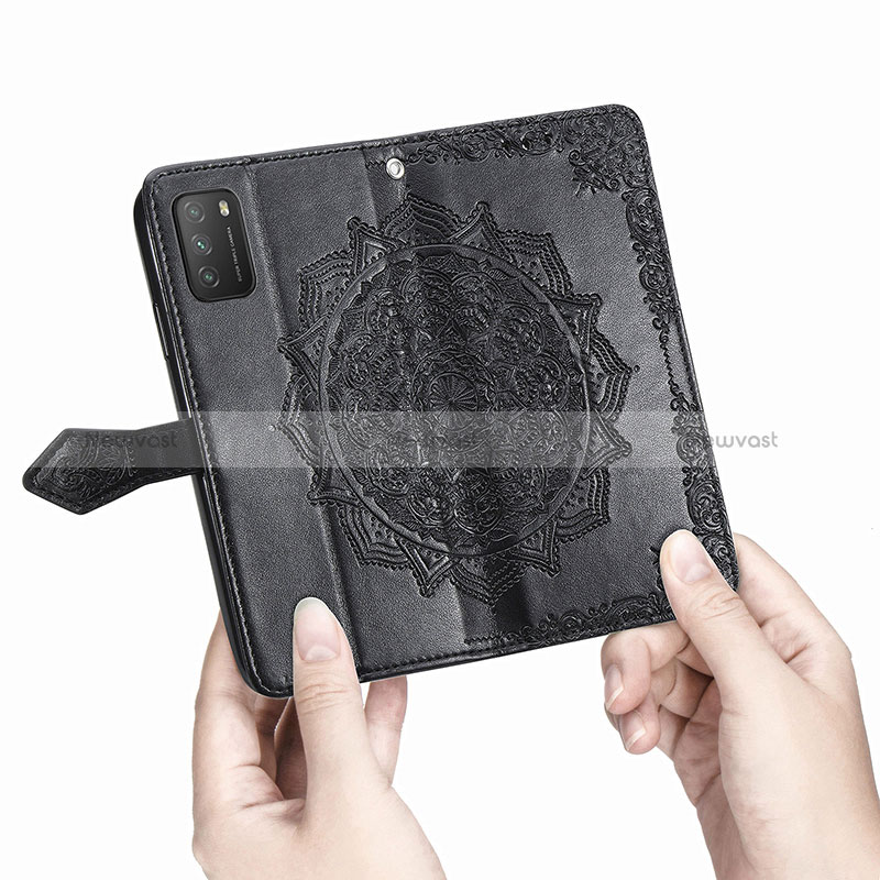 Leather Case Stands Fashionable Pattern Flip Cover Holder for Xiaomi Poco M3