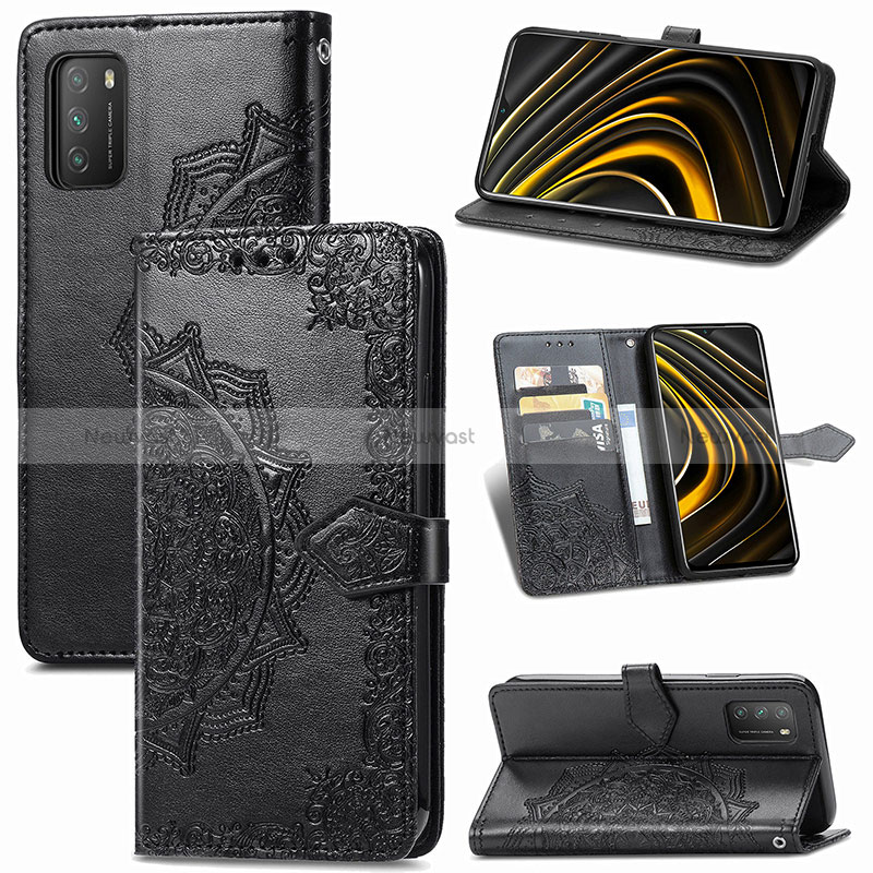 Leather Case Stands Fashionable Pattern Flip Cover Holder for Xiaomi Poco M3