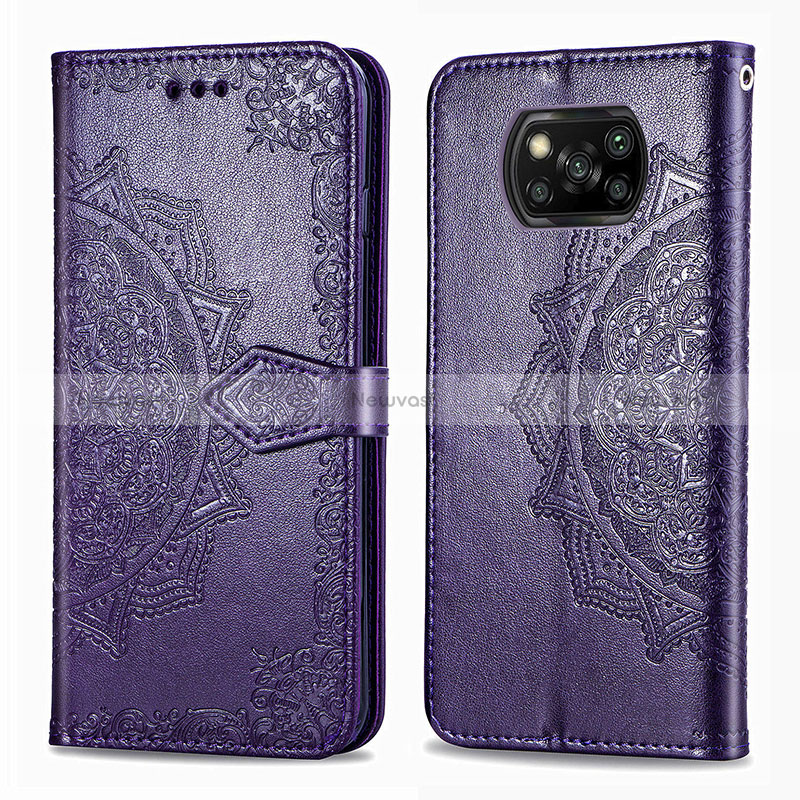 Leather Case Stands Fashionable Pattern Flip Cover Holder for Xiaomi Poco X3 NFC