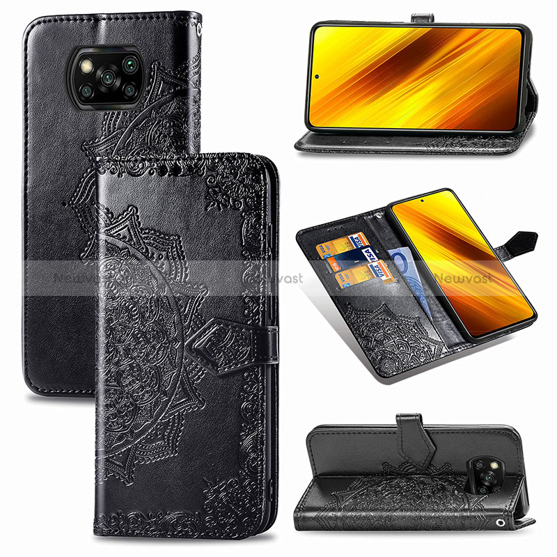 Leather Case Stands Fashionable Pattern Flip Cover Holder for Xiaomi Poco X3 Pro