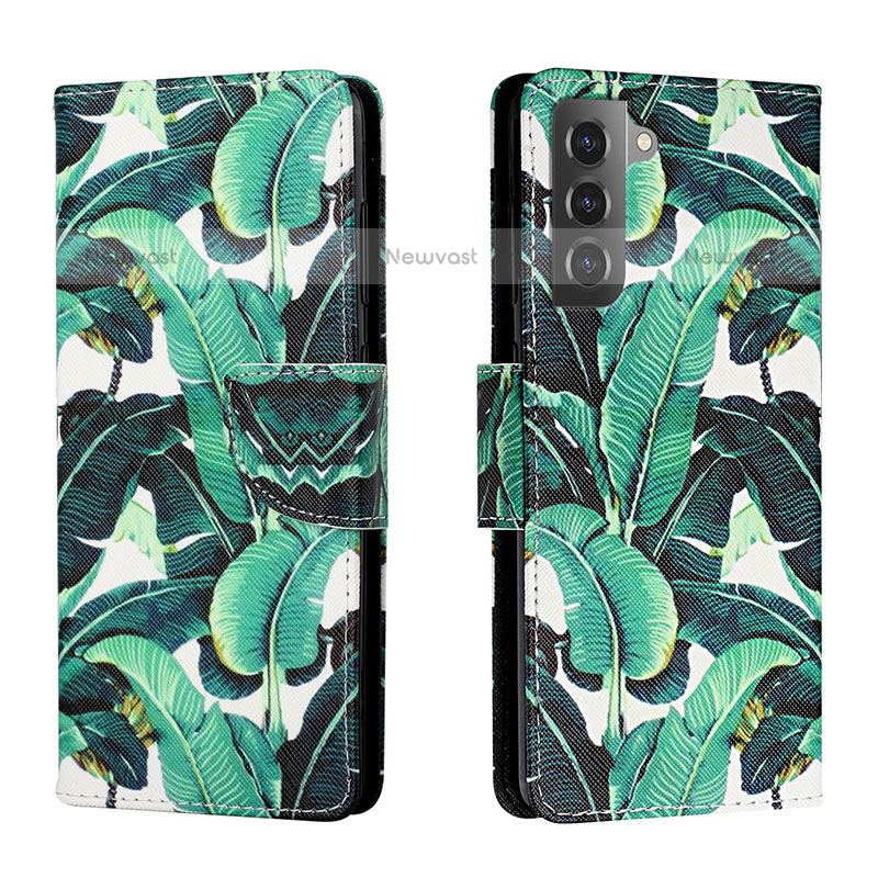 Leather Case Stands Fashionable Pattern Flip Cover Holder H01X for Samsung Galaxy S22 5G