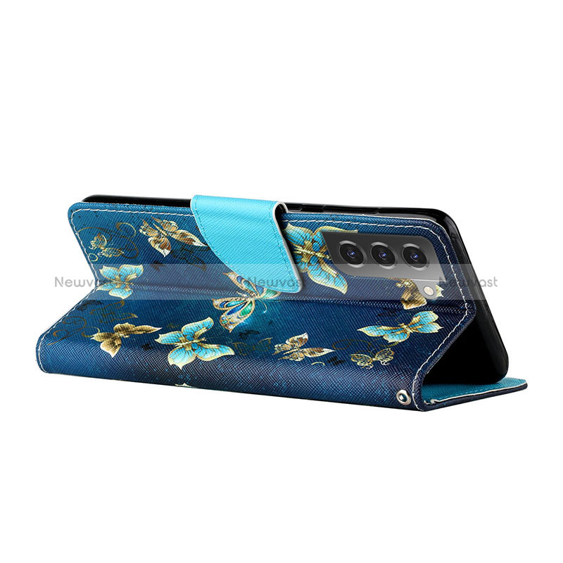 Leather Case Stands Fashionable Pattern Flip Cover Holder H01X for Samsung Galaxy S22 Plus 5G
