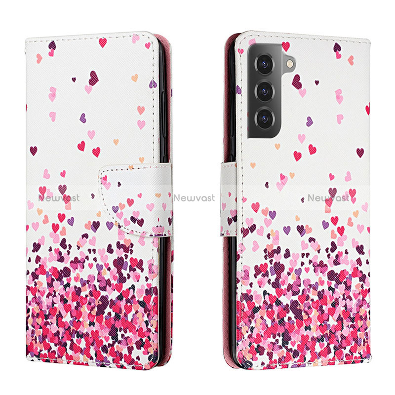 Leather Case Stands Fashionable Pattern Flip Cover Holder H01X for Samsung Galaxy S22 Plus 5G Clove Purple