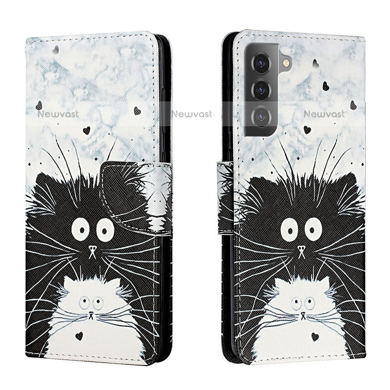 Leather Case Stands Fashionable Pattern Flip Cover Holder H01X for Samsung Galaxy S23 5G