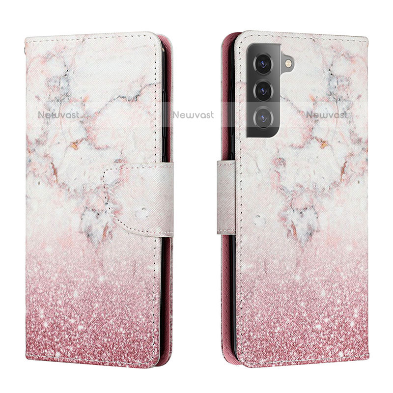 Leather Case Stands Fashionable Pattern Flip Cover Holder H01X for Samsung Galaxy S23 5G