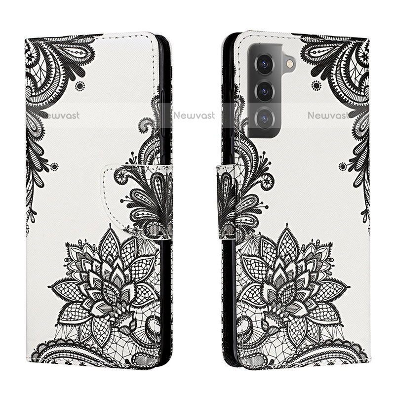 Leather Case Stands Fashionable Pattern Flip Cover Holder H01X for Samsung Galaxy S23 5G Dark Gray