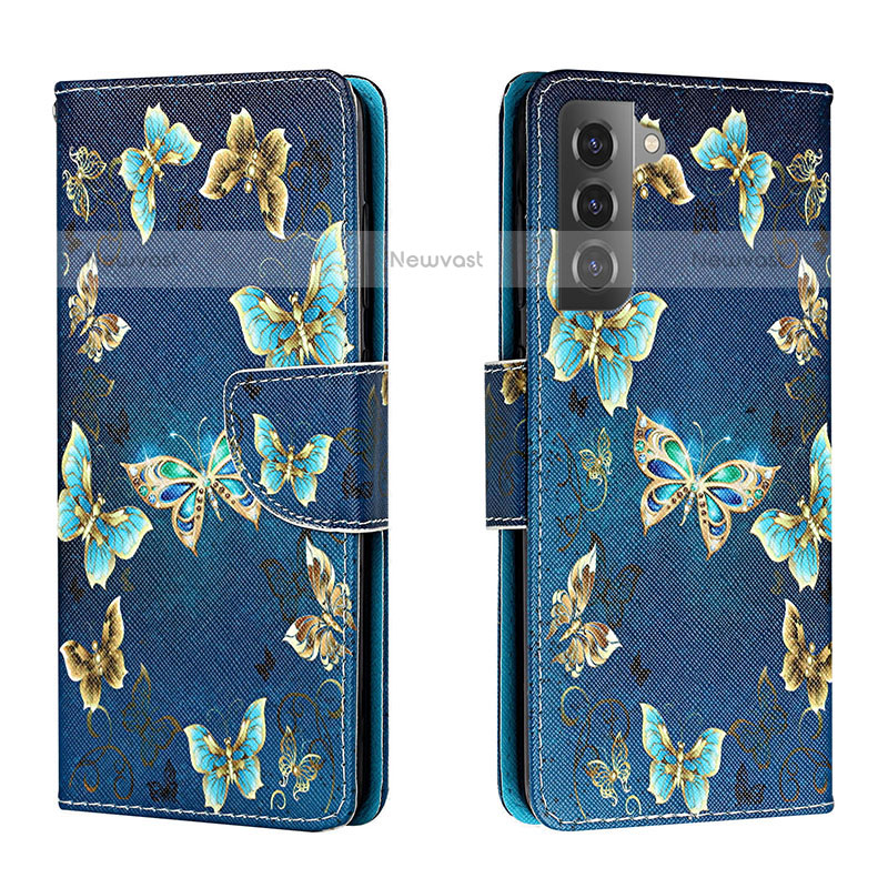 Leather Case Stands Fashionable Pattern Flip Cover Holder H01X for Samsung Galaxy S23 Plus 5G