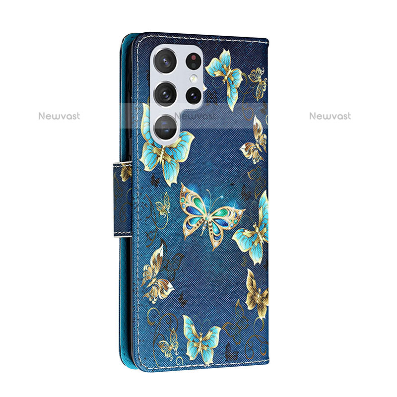 Leather Case Stands Fashionable Pattern Flip Cover Holder H01X for Samsung Galaxy S23 Ultra 5G