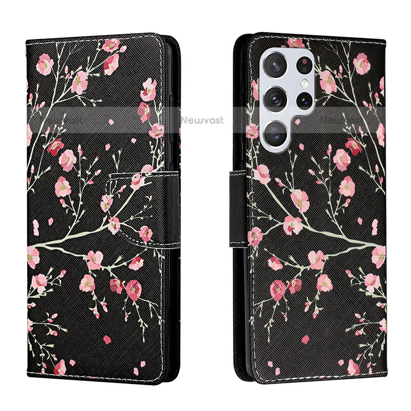 Leather Case Stands Fashionable Pattern Flip Cover Holder H01X for Samsung Galaxy S23 Ultra 5G