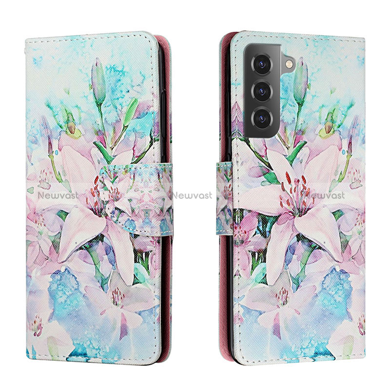 Leather Case Stands Fashionable Pattern Flip Cover Holder H02X for Samsung Galaxy S22 Plus 5G